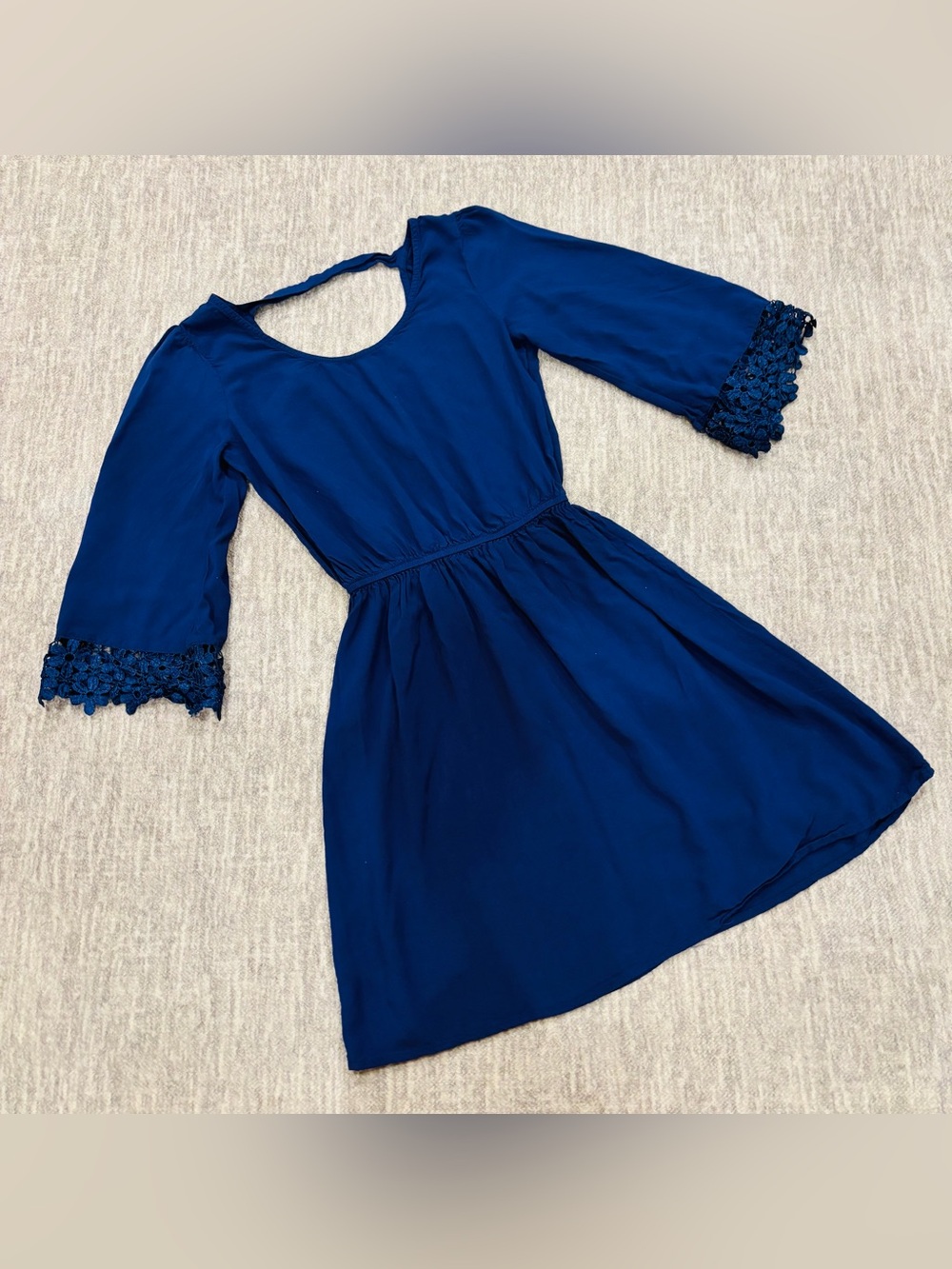 Charlotte Russe Royal Blue Crochet-Trim Fit & Flare Dress